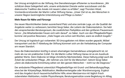 Neues Zuhause für die Diakoniestation
