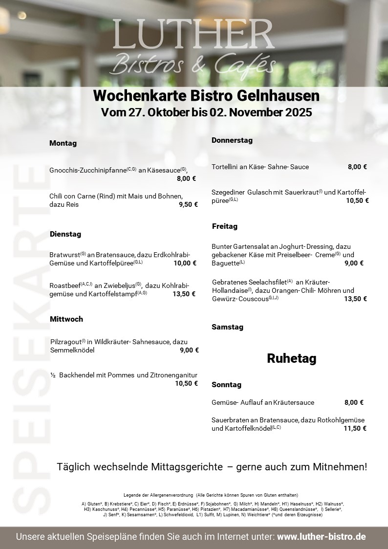Speisekarte Bistro Gelnhausen KW 44
