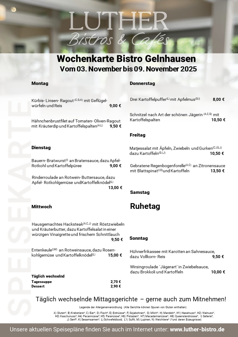 Speisekarte Bistro Gelnhausen KW 45