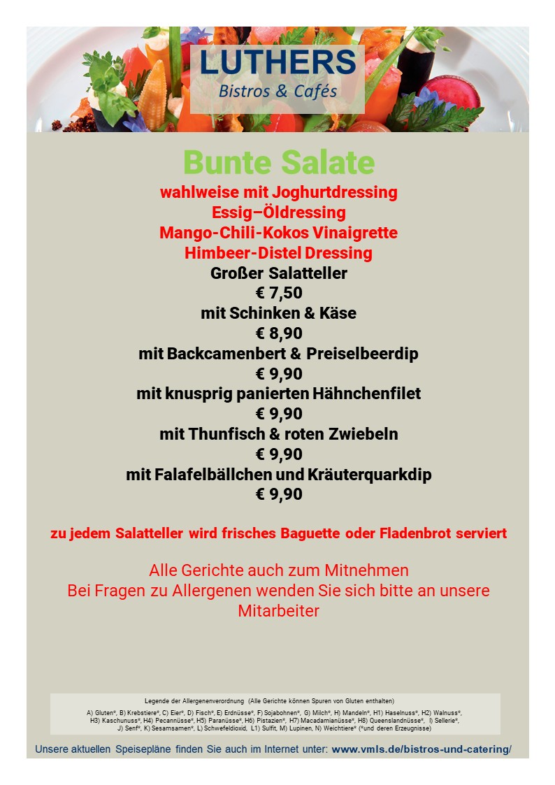 Salatkarte Bistro 2025 mit neuem Layout Blanco