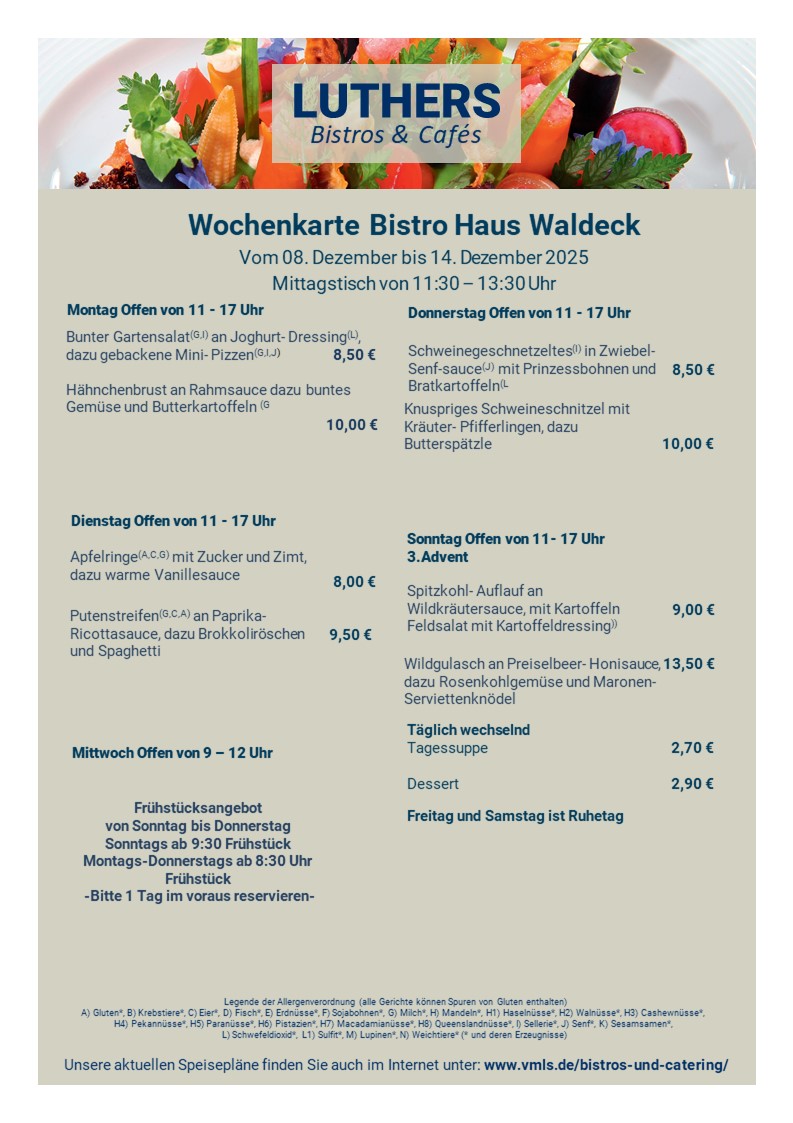 Speisekarte KW 50 Waldeck Neu