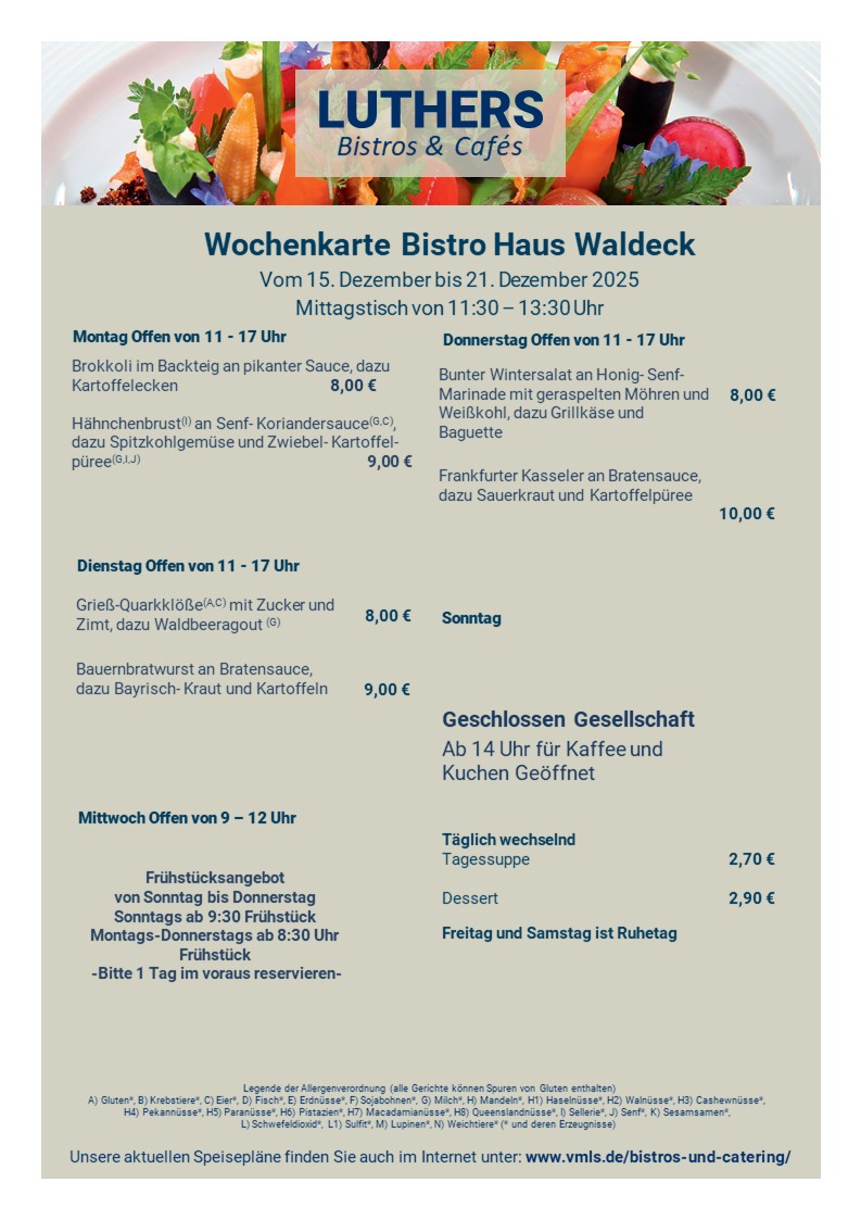 Speisekarte KW 51 Waldeck Neu