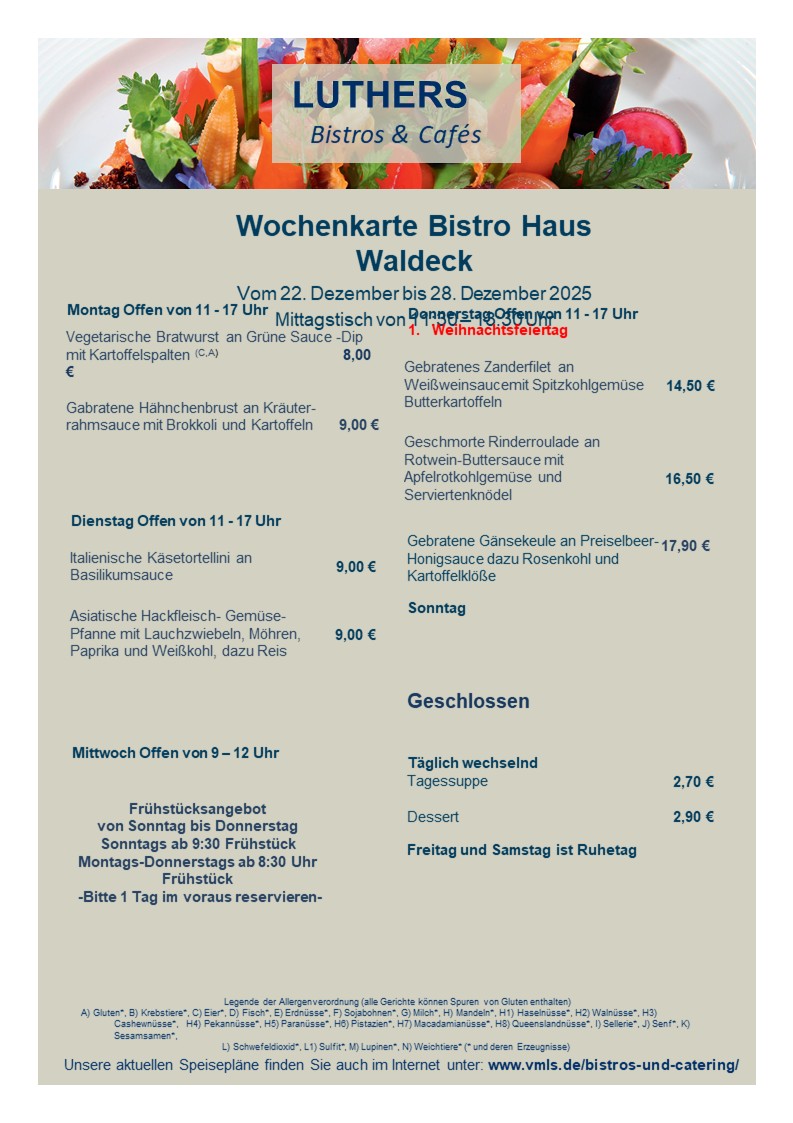 Speisekarte KW 52 Waldeck Neu