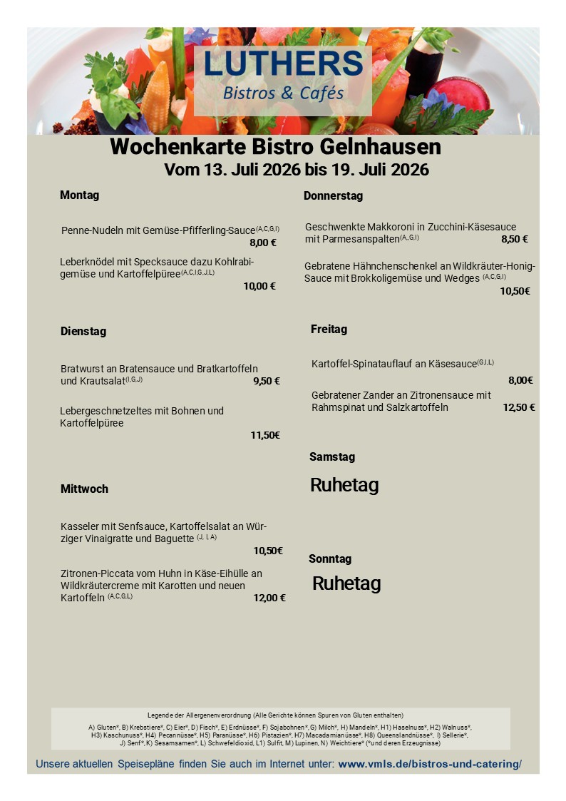 Speisekarte Bistro Gelnhausen KW 29