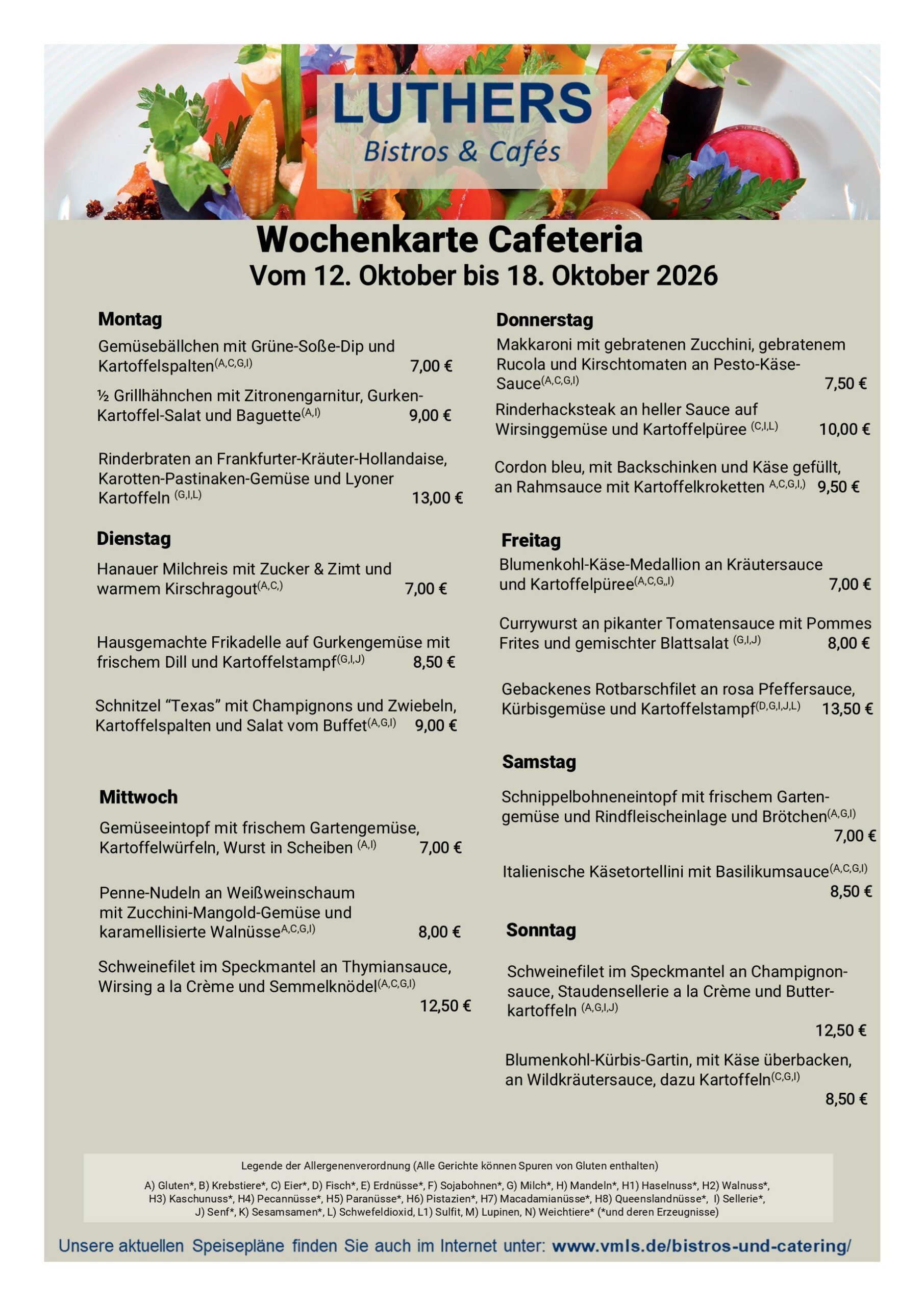 Speisekarte Cafeteria KW 42 2026