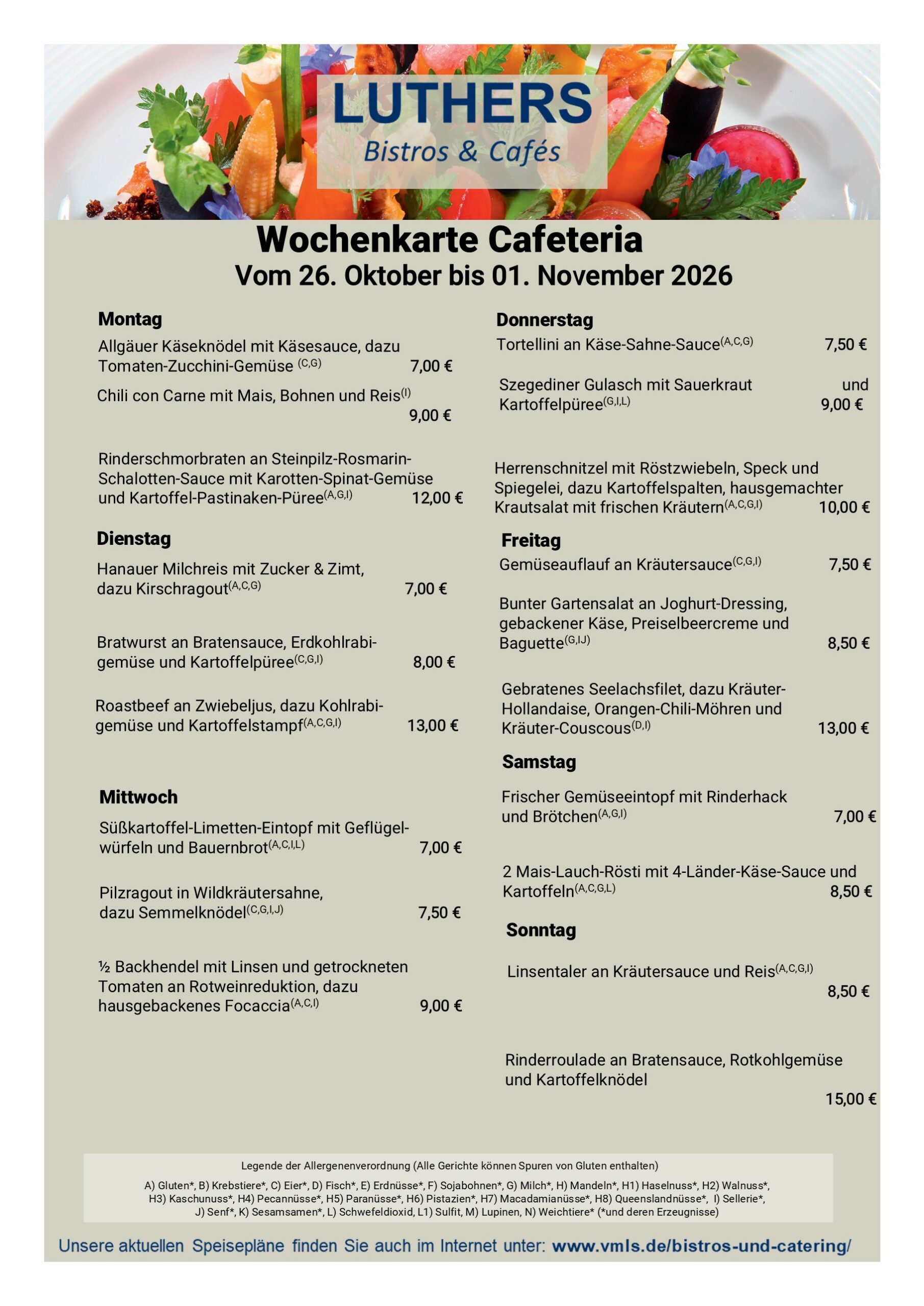 Speisekarte Cafeteria KW 44 2026